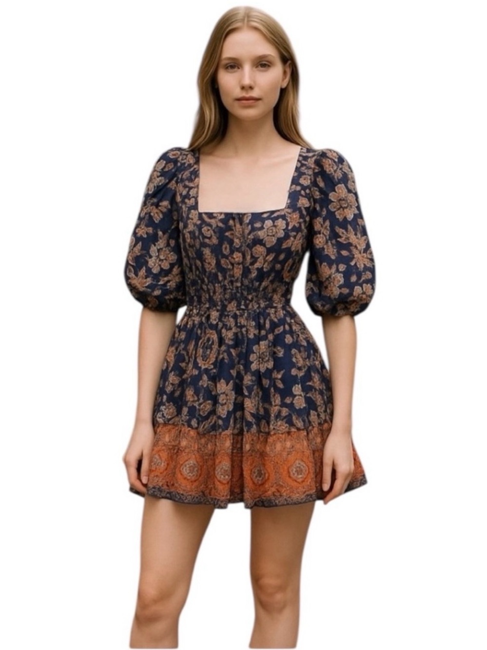House Of Harlow 1960 Nastassia Ballon Mini Puff Sleeve Floral Dress Size XS